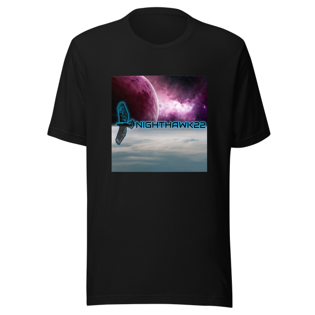 Black NightHawk22 Logo / Space Theme unisex tee.